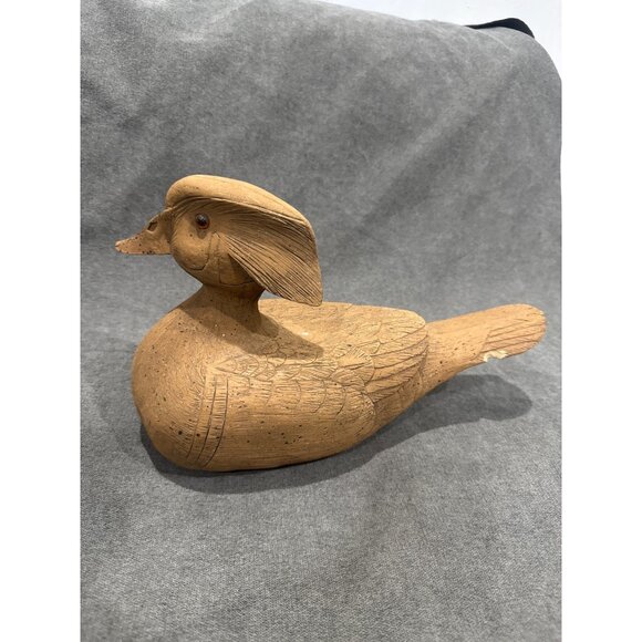 Handcrafted Wooden concept wood Duck Decoy Intricate Feather Carvings - Picture 2 of 6